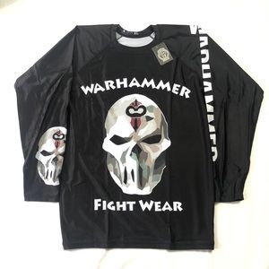 Warhammer camo skull left long sleeve rash guard
